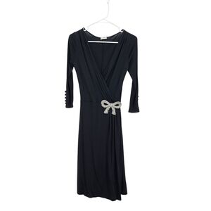 Valentino Roma Women's Faux Wrap Rhinestone Bow Midi Dress